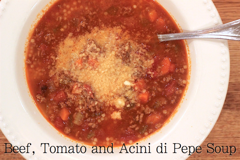 Beef, Tomato and Acini di Pepe Soup | A Lovely Living