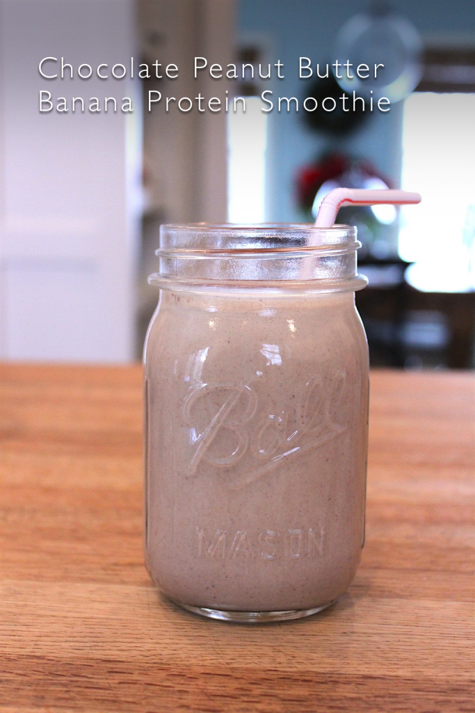 Chocolate Peanut Butter Banana Protein Smoothie | A Lovely Living